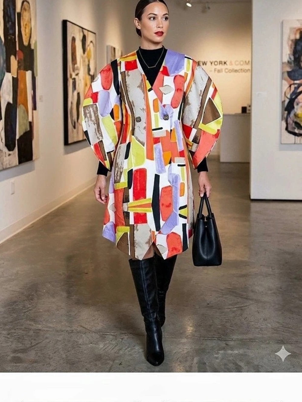 New York & Company Multicolor Abstract Wearable Art Trench Coat/Dress